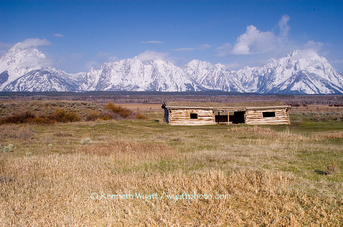 cabin, Grand Tetons, tetons, Wyoming photo